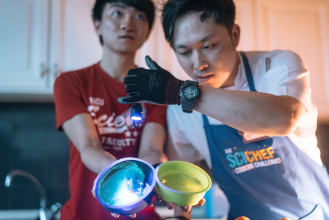 Chef Perry Lau from Shui Yue demonstrated glow-in-the-dark sugar crystal ball
